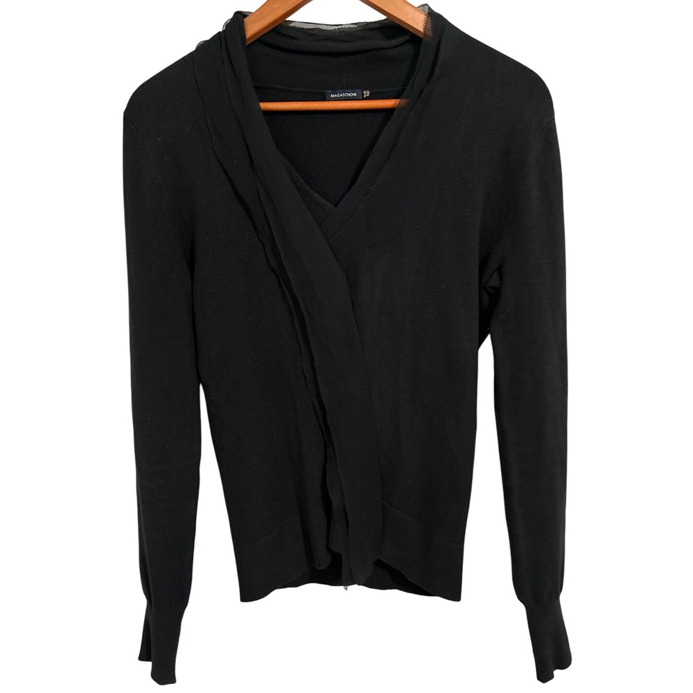 MAGASCHONI Black Long-Sleeved V-Neck Sweater Women's Size Small